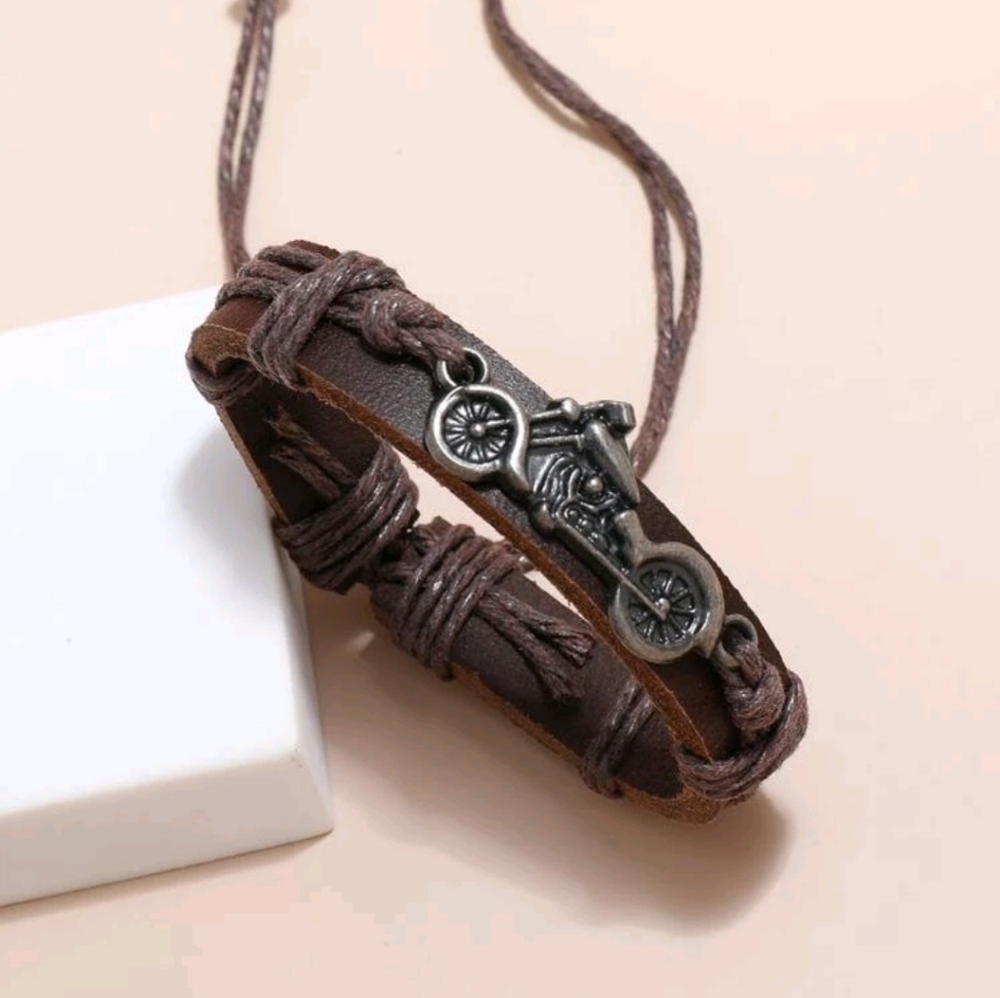 Unisex Motorcycle PU Bracelet - Picture 4 of 7